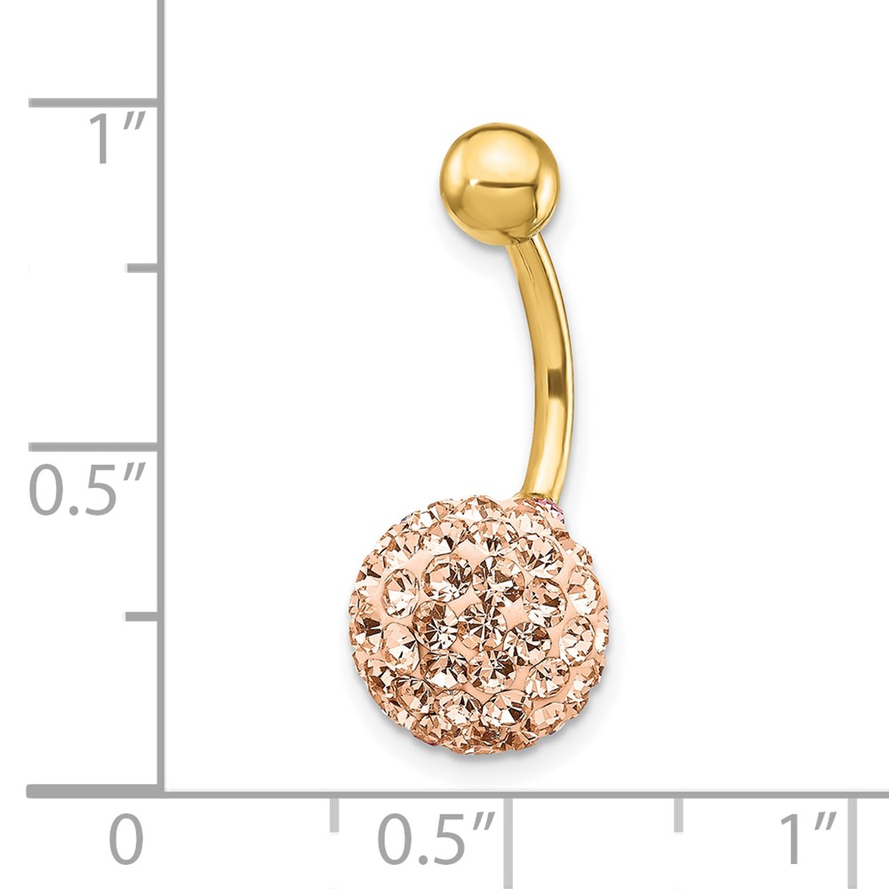 10k W/Champagne Crystal Ball Belly Dangle (10BD123)