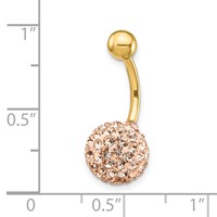 10K Yellow Gold 14 Gauge with 10mm Champagne Crystal Ball Belly Dangle view 4