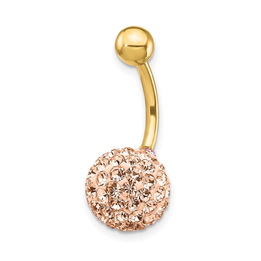 10k W/Champagne Crystal Ball Belly Dangle (10BD123)