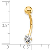 10K Yellow Gold 14 Gauge 5mm Round CZ Belly Dangle view 4