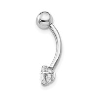 10K White Gold 14 Gauge 5mm Round CZ Belly Dangle view 2