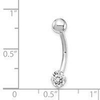 10K White Gold 14 Gauge 5mm Round CZ Belly Dangle view 3