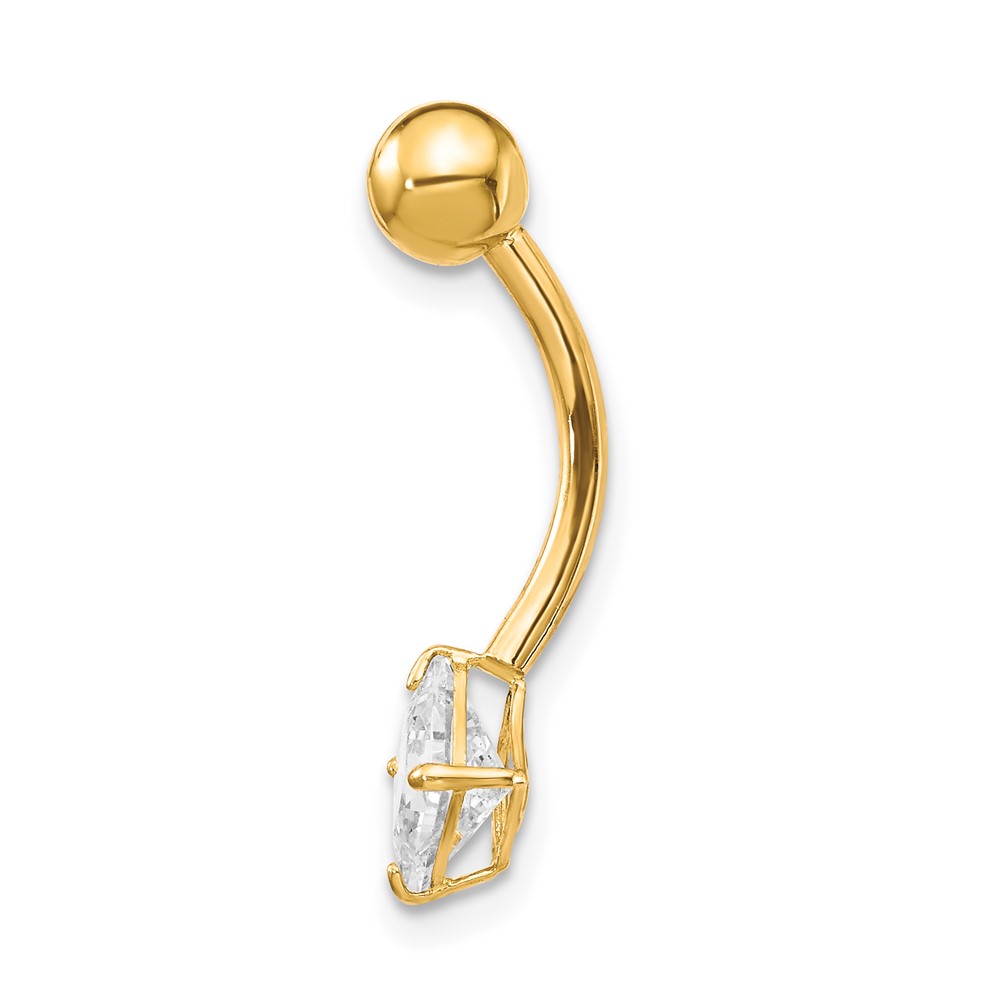 10k W/5mm Square Cz Belly Dangle (10BD127)