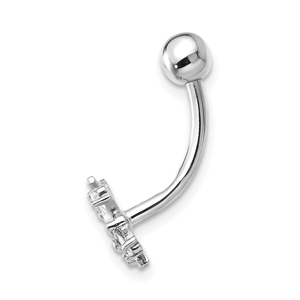 10k White Gold W/Cz Butterfly Belly Dangle (10BD133)