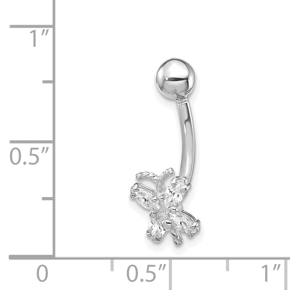 10k White Gold W/Cz Butterfly Belly Dangle (10BD133)