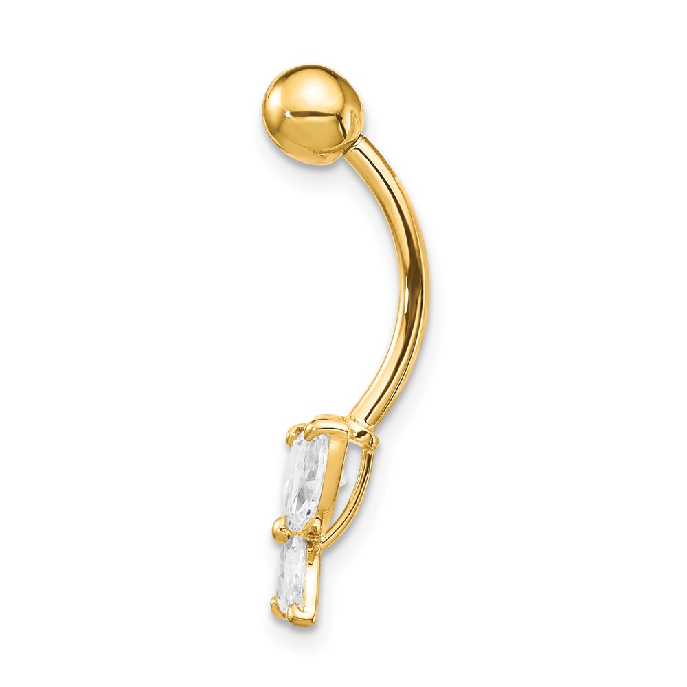 10k W/Large Cz Butterfly Belly Dangle (10BD135)