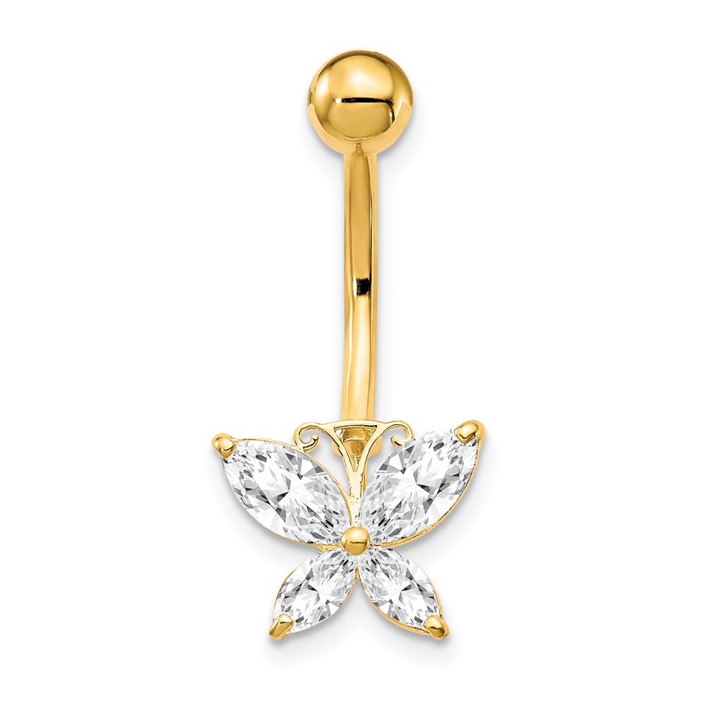 10k W/Large Cz Butterfly Belly Dangle (10BD135)