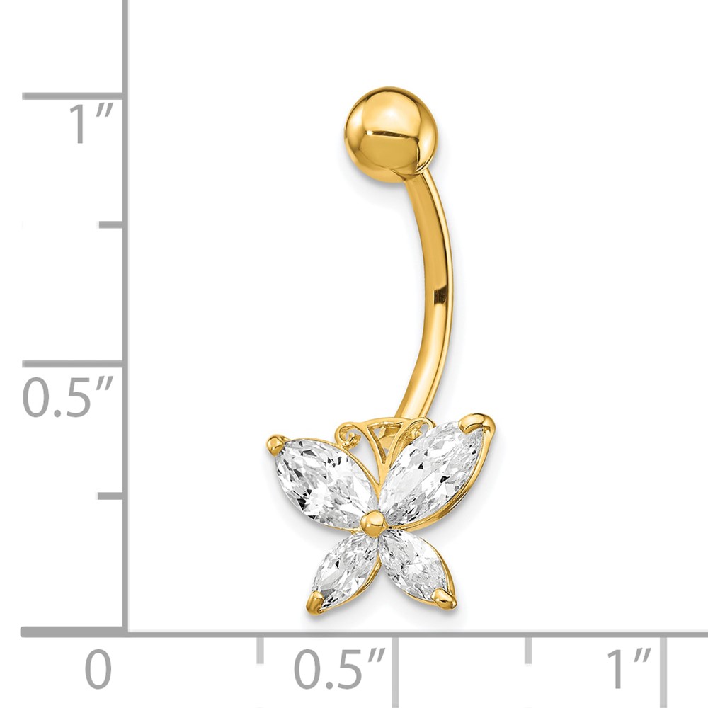 10k W/Large Cz Butterfly Belly Dangle (10BD135)
