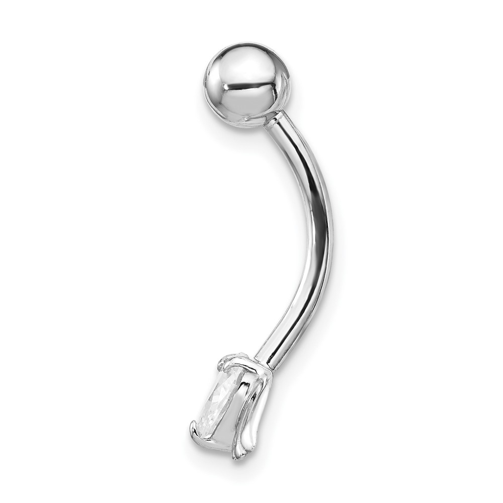 10k White Gold W/Cz Heart/Angel Wings Belly Dangle (10BD138)