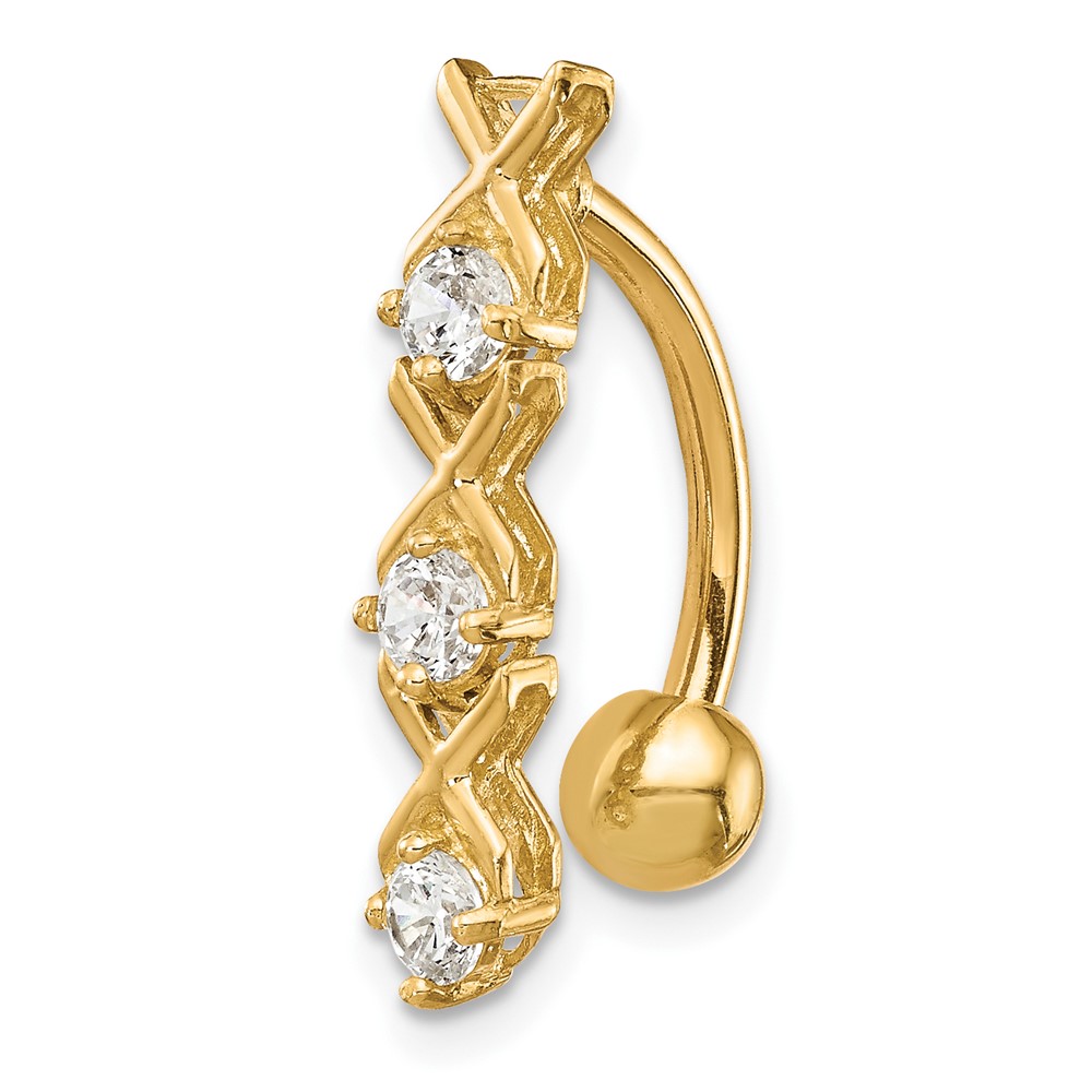 10K CZ Xoxo Belly Dangle