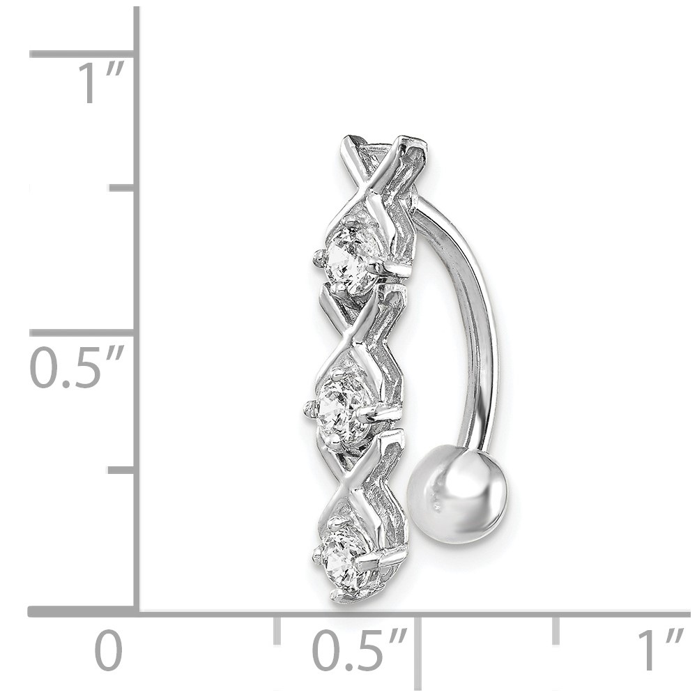 10k White Gold W/Cz Xoxo Belly Dangle (10BD141)