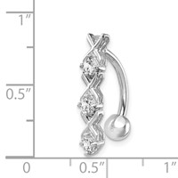 10K White Gold CZ Xoxo Belly Dangle view 2