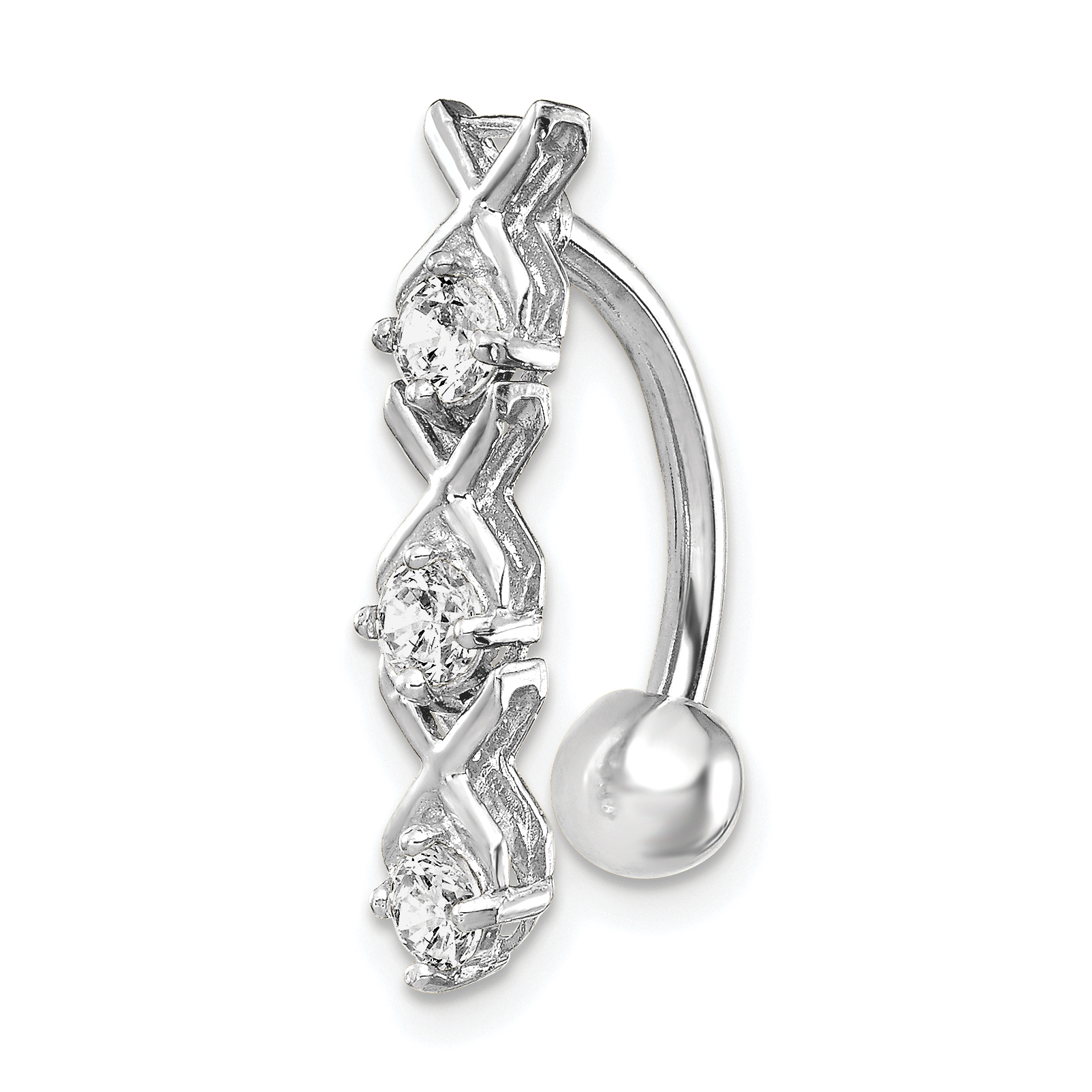 10k White Gold W/Cz Xoxo Belly Dangle (10BD141)