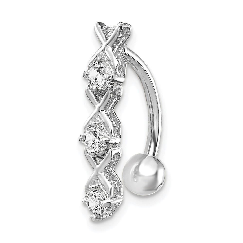 10k White Gold W/Cz Xoxo Belly Dangle (10BD141)