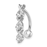 10K White Gold CZ Xoxo Belly Dangle view 1