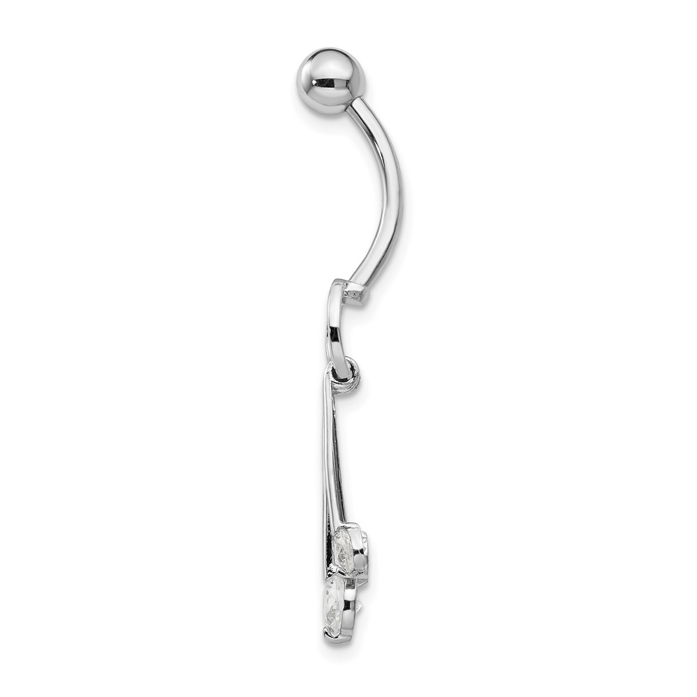 10k White Gold W/Dangly Czs Belly Dangle (10BD144)