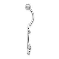 10K White Gold 3-Stone CZ Belly Dangle view 2