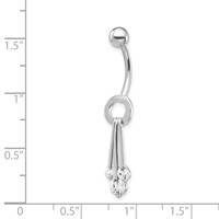 10K White Gold 3-Stone CZ Belly Dangle view 3