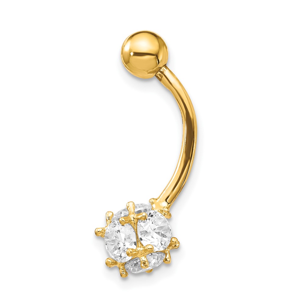 10k 7mm CZ Ball Belly Dangle (10BD150)