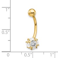 10K Yellow Gold 14 Gauge 7mm CZ Ball Belly Dangle view 4