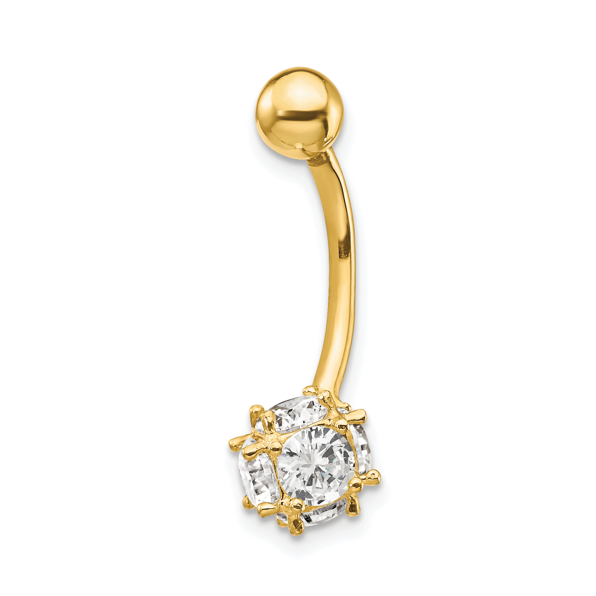 10k 7mm CZ Ball Belly Dangle (10BD150)