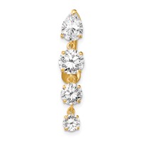 10K Yellow Gold Clear CZ 4-Stone Belly Dangle view 2