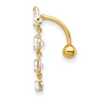 10K Yellow Gold Clear CZ 4-Stone Belly Dangle view 3