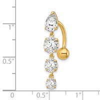 10K Yellow Gold Clear CZ 4-Stone Belly Dangle view 4