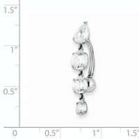 10K White Gold Clear CZ 4-Stone Belly Dangle view 3