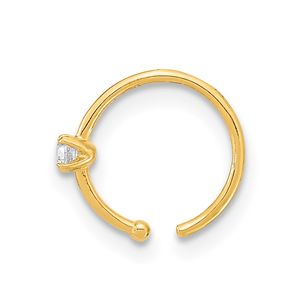 10K 20 Gauge CZ Hoop Nose Ring Body Jewelry (10BD202)