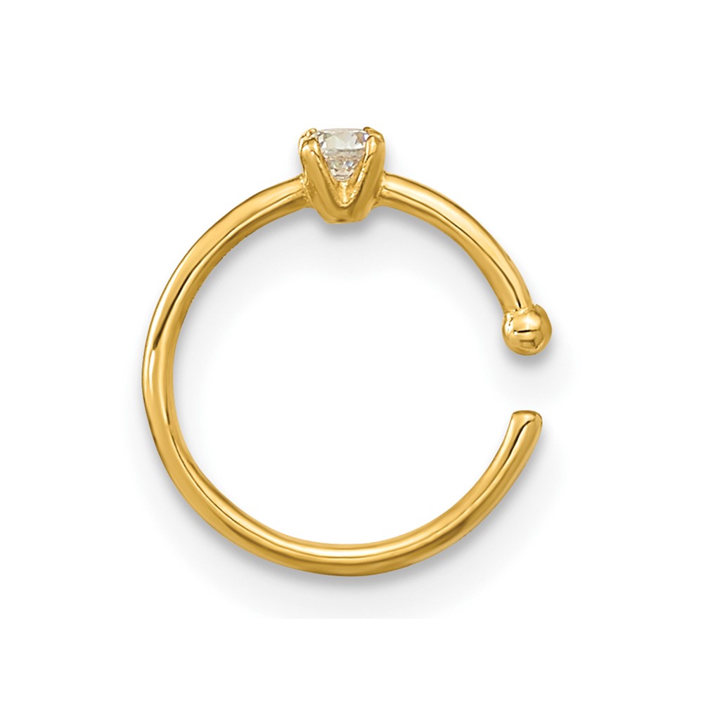 10K 20 Gauge CZ Hoop Nose Ring Body Jewelry (10BD202)