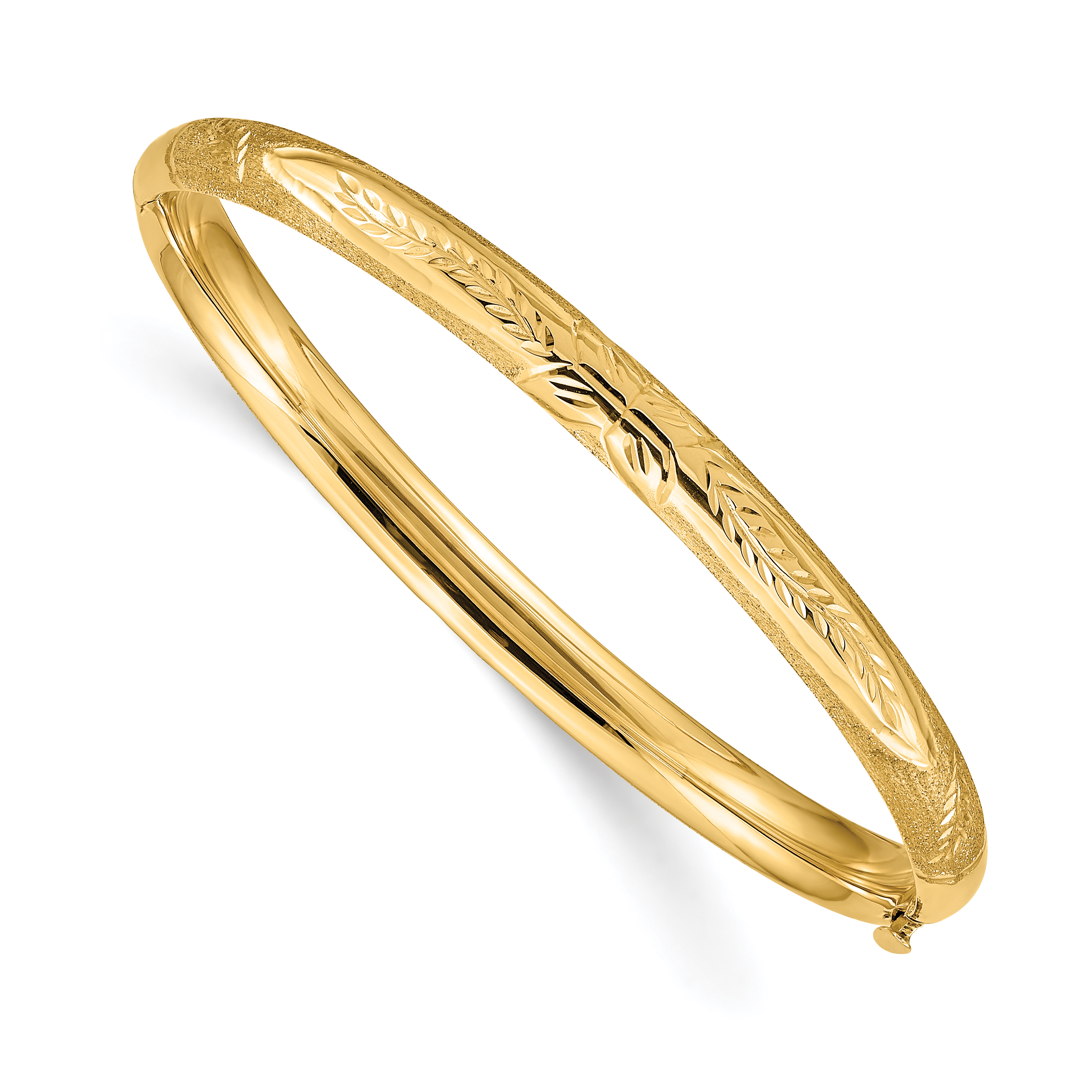 10k Florentine Hinged Baby Bangle (10BF3/16)