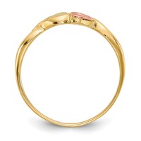 10K and 12K Tri-color Black Hills Gold Two Heart Leaves Ring view 2