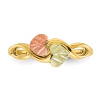 10K and 12K Tri-color Black Hills Gold Two Heart Leaves Ring view 5