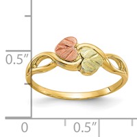 10K and 12K Tri-color Black Hills Gold Two Heart Leaves Ring view 4