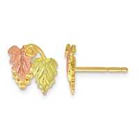 10K and 12K Tri-color Black Hills Gold Grapes and Leaves Post Earrings view 1