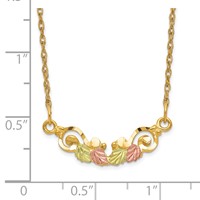 10K and 12K Tri-color Black Hills Gold Leaves Scroll Bar 14K Gold-filled Chain Necklace, 19" view 3
