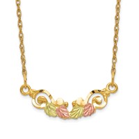 10K and 12K Tri-color Black Hills Gold Leaves Scroll Bar 14K Gold-filled Chain Necklace, 19" view 1