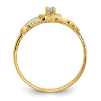 10K and 12K Tri-color Black Hills Gold 0.05 Carat Diamond and Leaves Heart Ring view 2