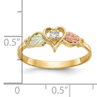 10K and 12K Tri-color Black Hills Gold 0.05 Carat Diamond and Leaves Heart Ring view 4
