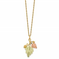 10K and 12K Tri-color Black Hills Gold Grapes and Leaves 14K Gold-filled Chain Necklace, 18" view 2