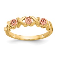 10K and 12K Two-tone Black Hills Gold -x- and Rose Ring view 1