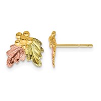 10K and 12K Tri-color Black Hills Gold Grapes and Leaves Post Earrings view 1