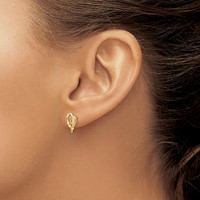 10K and 12K Tri-color Black Hills Gold Heart Leaf Post Earrings view 3