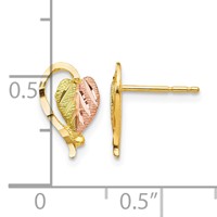 10K and 12K Tri-color Black Hills Gold Heart Leaf Post Earrings view 4