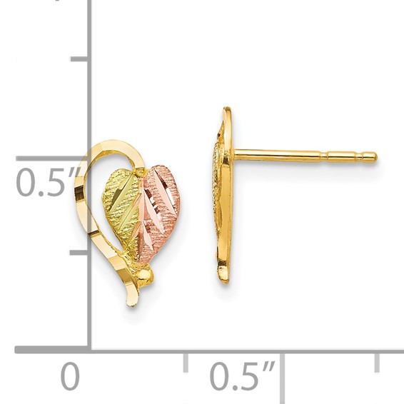 10k Tri-color Black Hills Gold Post Earrings