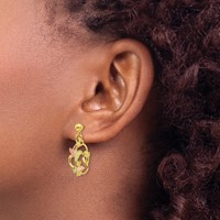 10K and 12K Tri-color Black Hills Gold Hummingbird Earrings with Flower and Leaves Dangle Post view 3