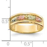10K and 12K Tri-color Black Hills Gold Leaves Ladies Band view 4