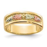 10K and 12K Tri-color Black Hills Gold Leaves Ladies Band view 1