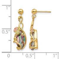 10K and 12K Tri-color Black Hills Gold Marquise Mystic Fire Topaz and Leaves Post Dangle Earrings view 4